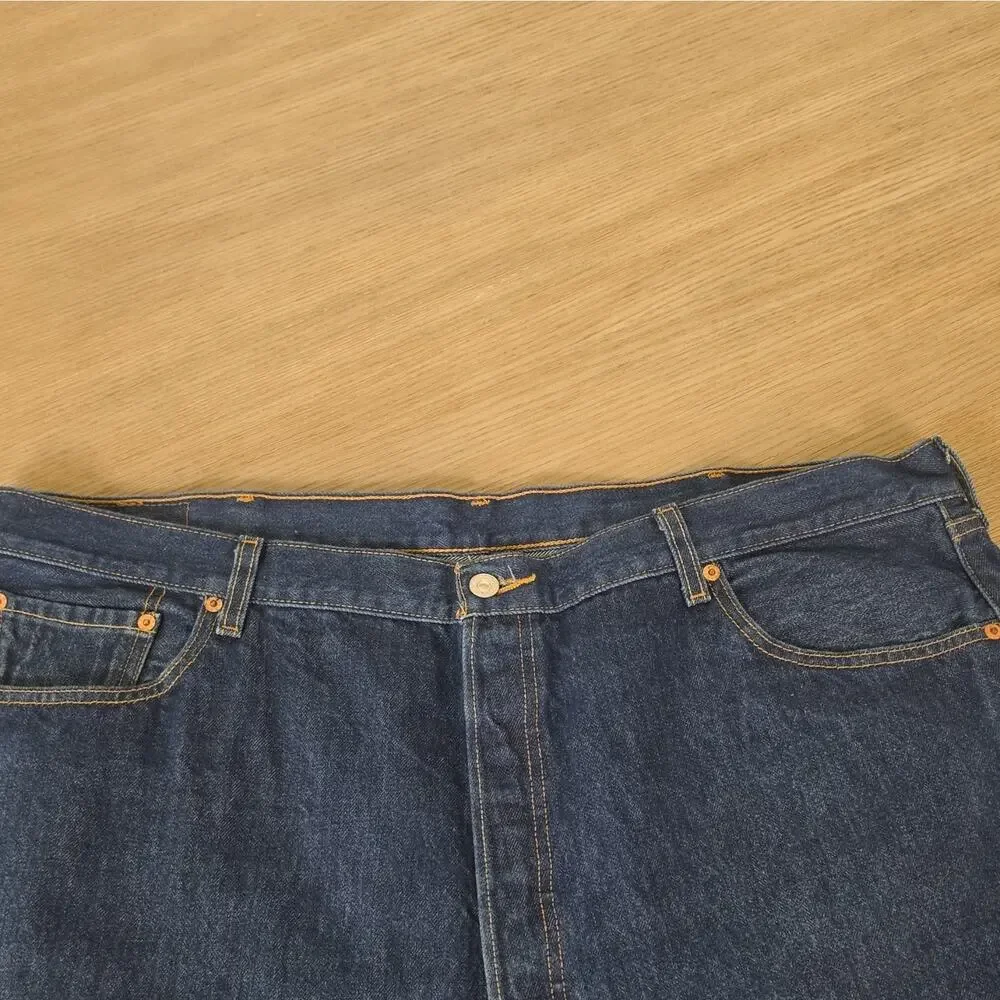Levi's 501 Men's Straight Fit Blue Dark Wash Button Fly 100% Cotton 46x32 Excell